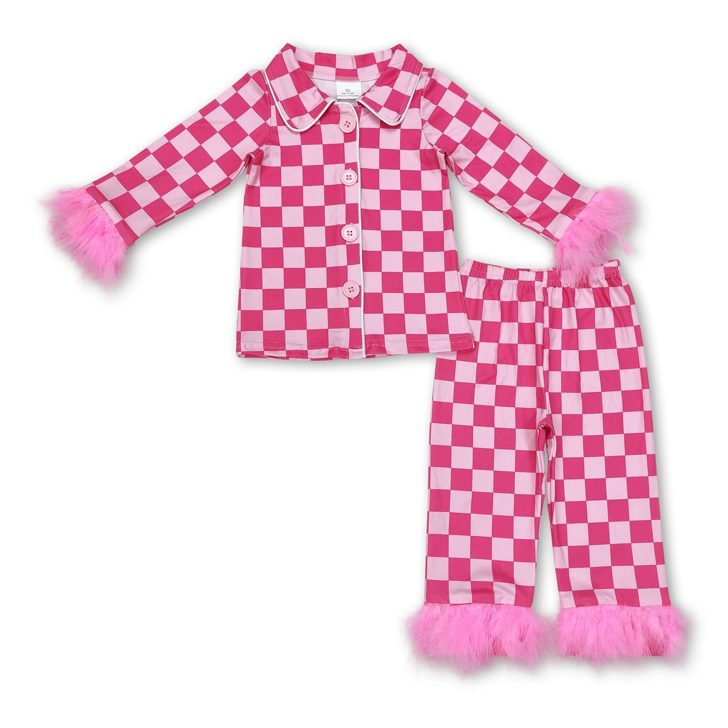 Hot Pink Checkered Kids Pajamas