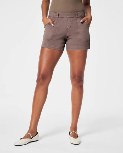 Spanx Twill Shorts 4" | Smoke