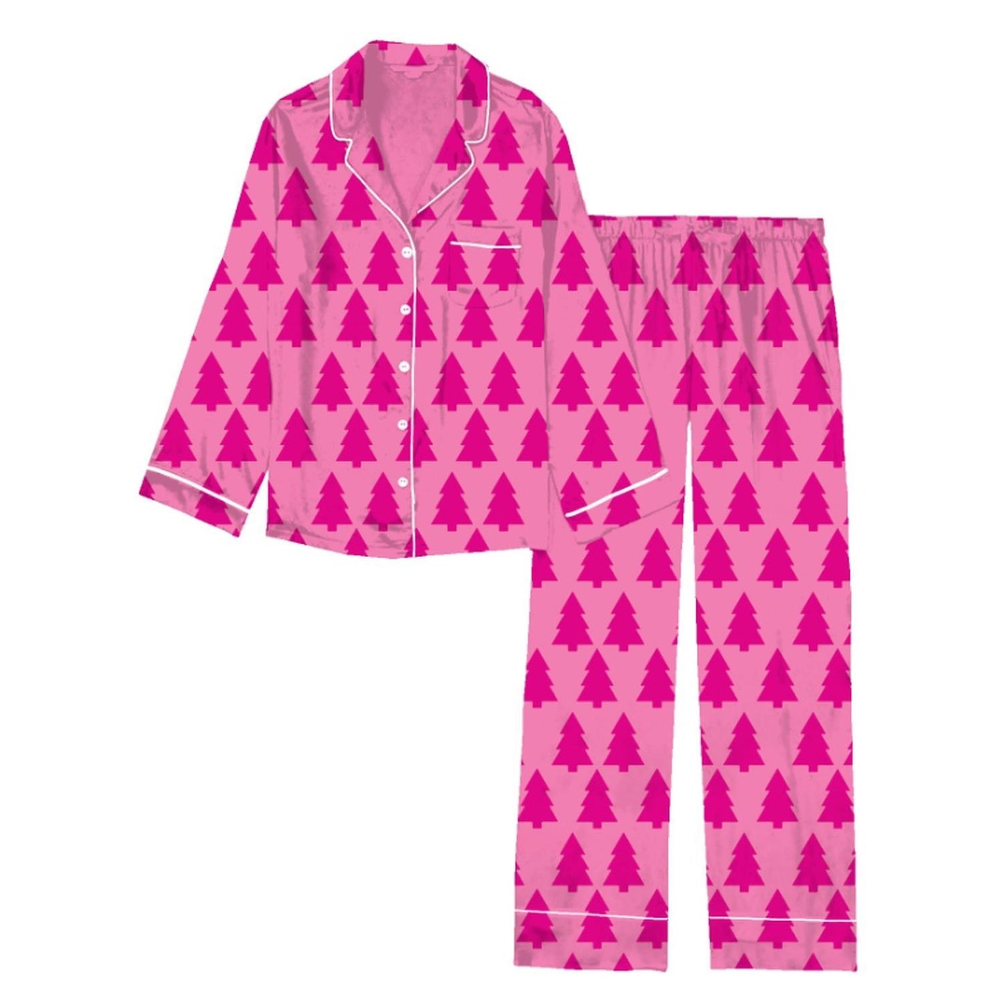 Pink Christmas Silky PJ Set