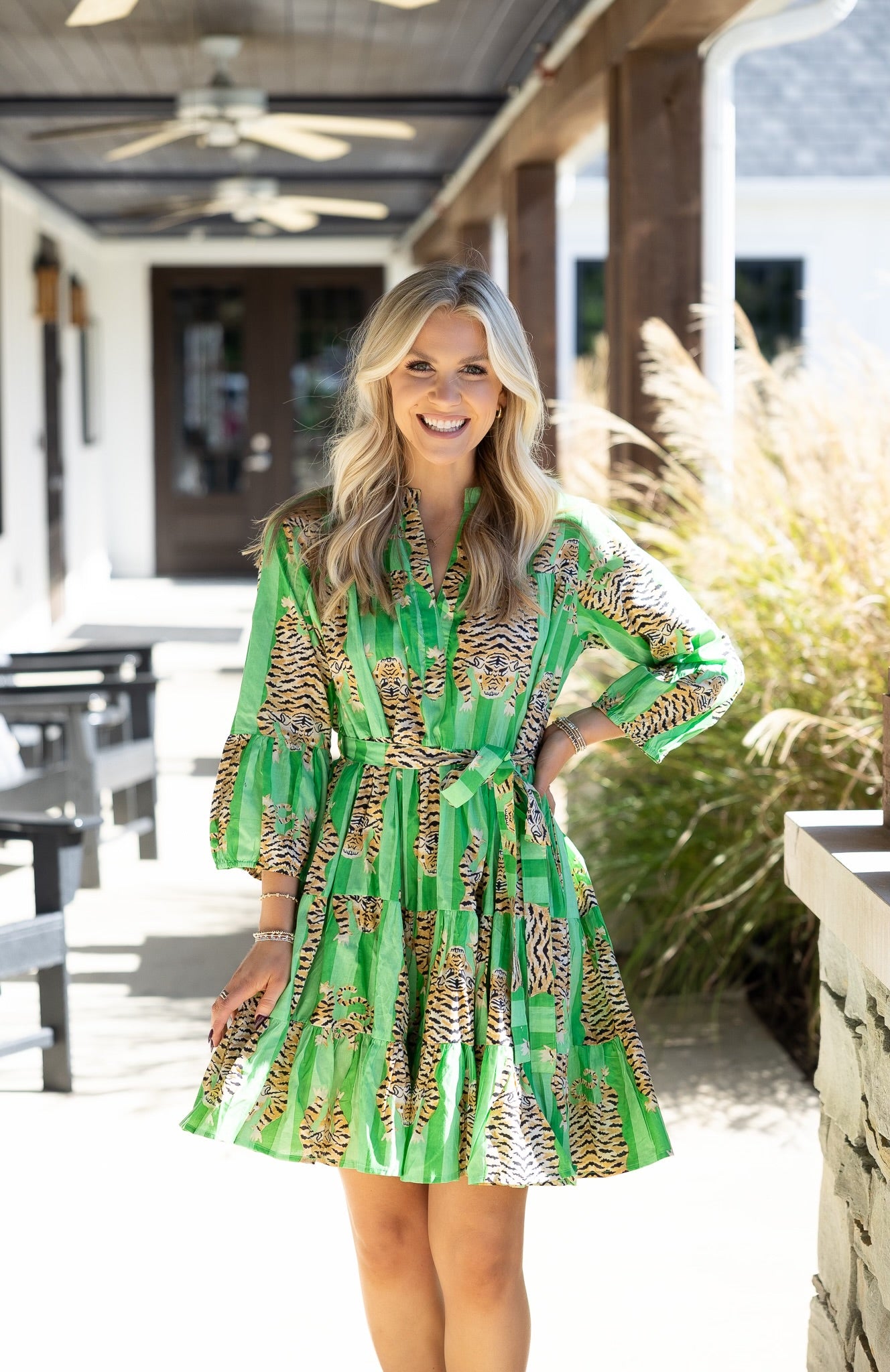 Green Tiger Mini Dress