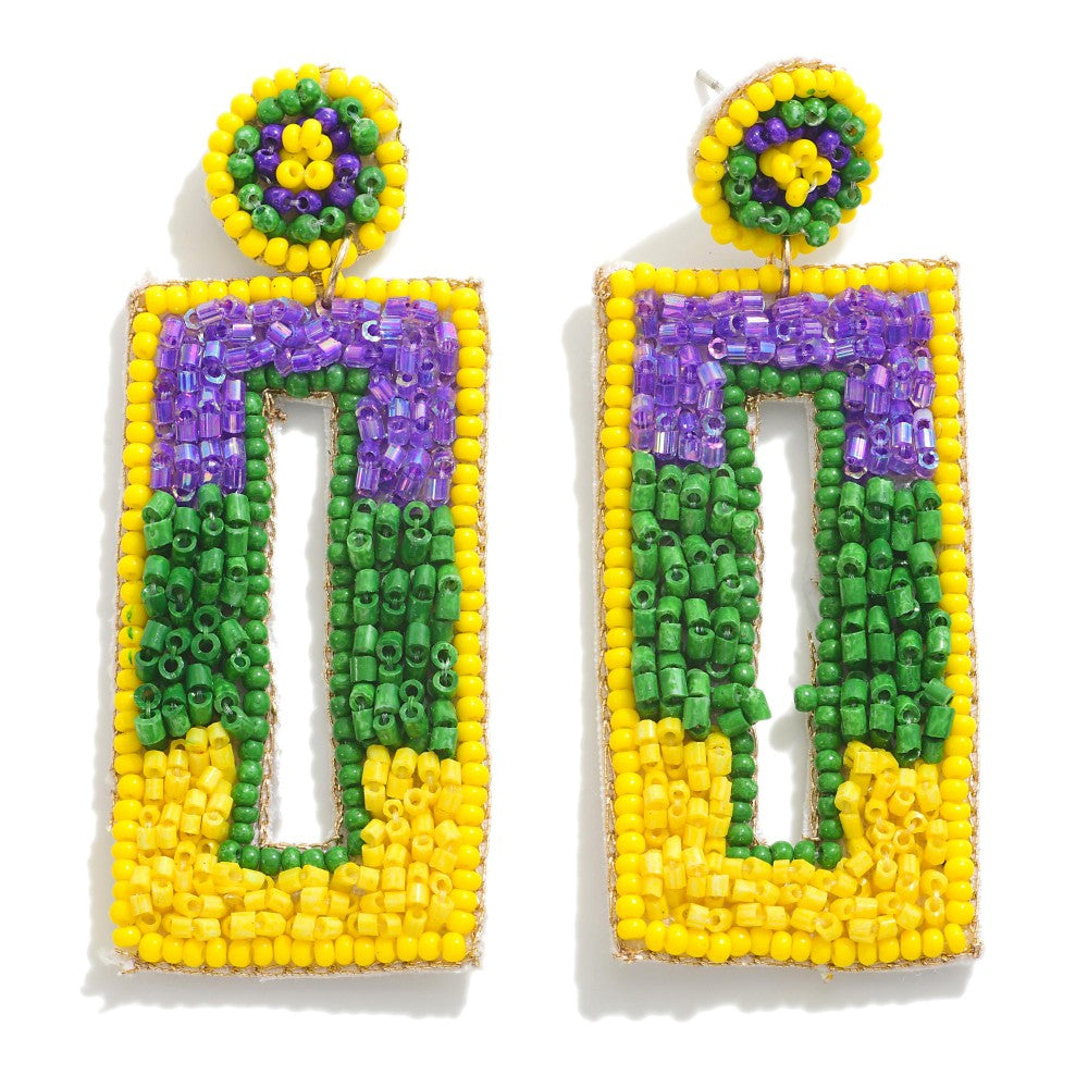 Rectangular Mardi Gras Earrings