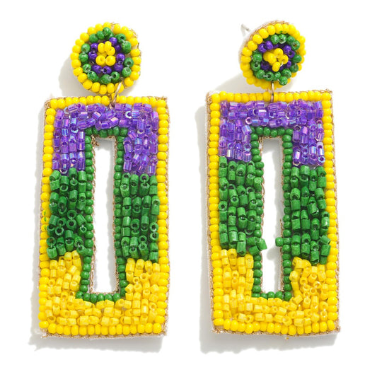 Rectangular Mardi Gras Earrings