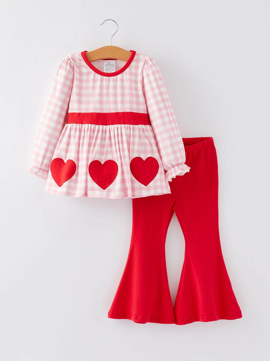 Heart Applique Plaid Set