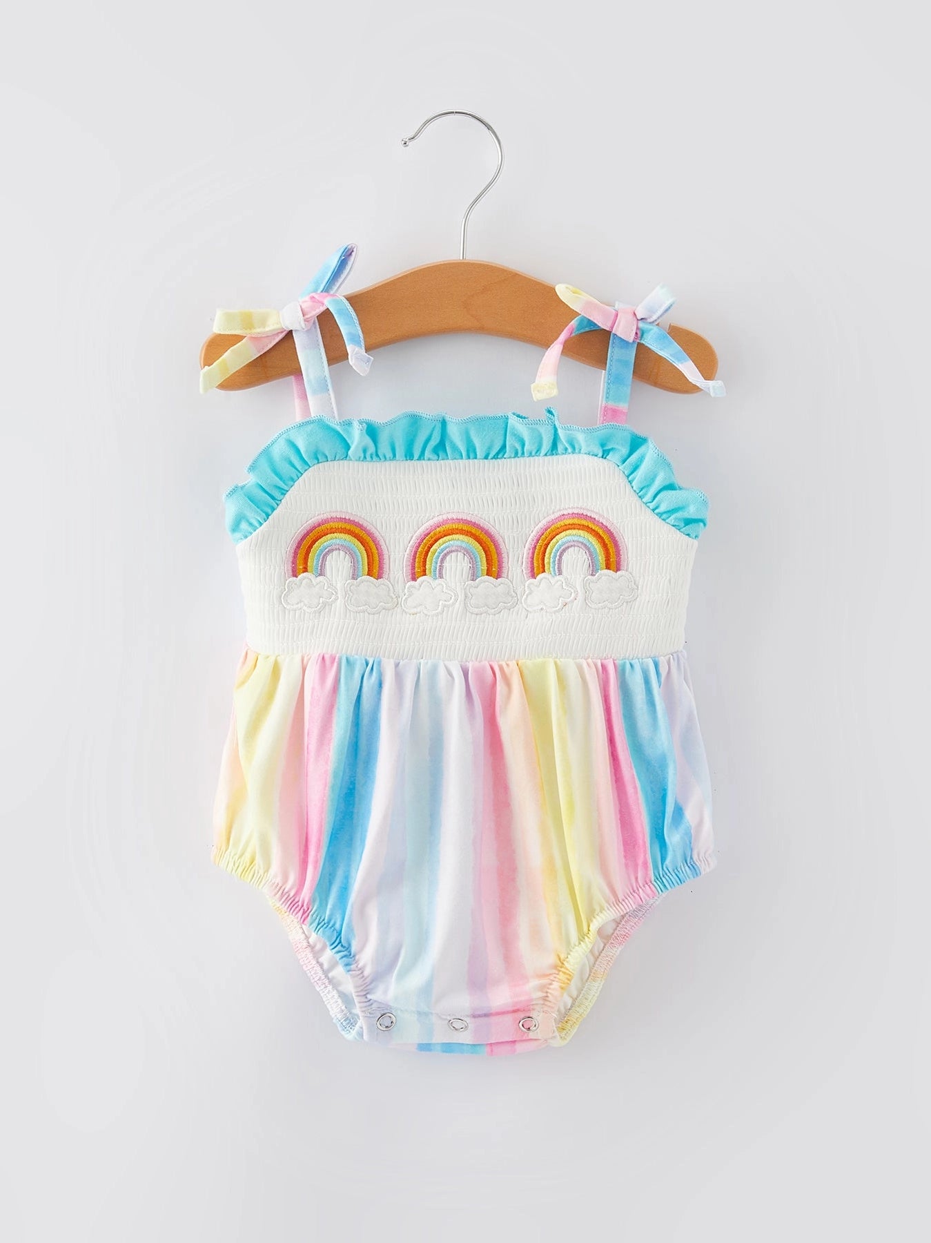 Rainbow Smocked Girls Romper