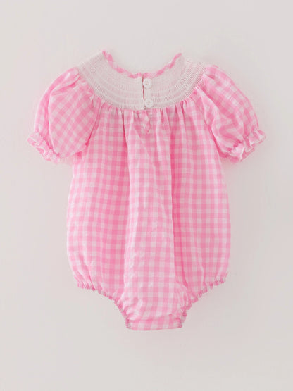 Farm Pink Smocked Embroidered Romper