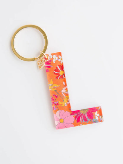 Forever Floral Initial Keychain