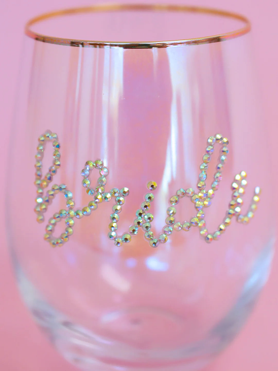 Rhinestone Bride Wine Glass