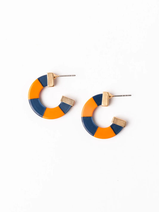 Melody Earrings | Navy & Orange