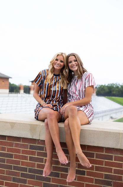 Julia Dress | Navy & Orange