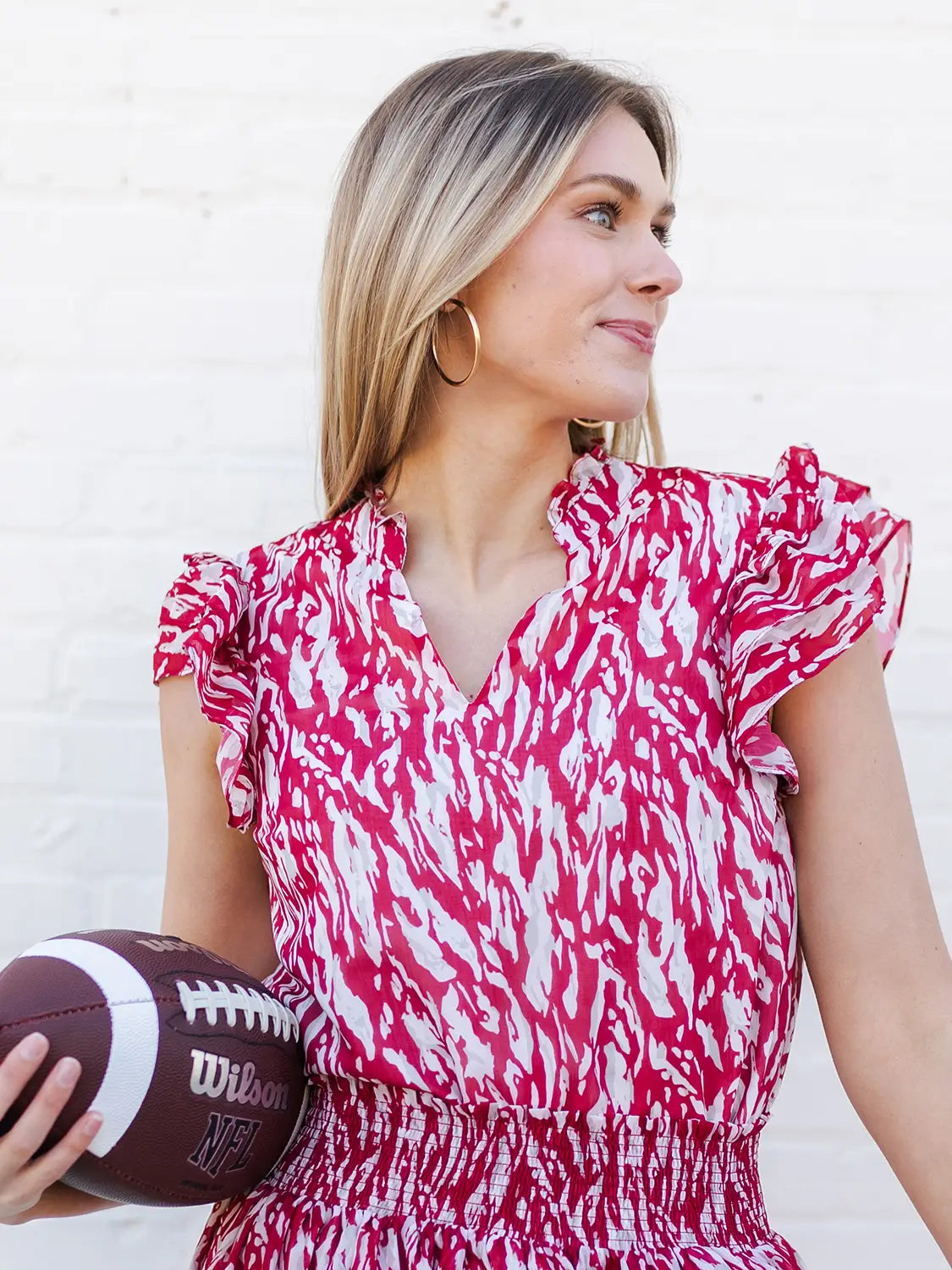 Marley Top | Crimson & White