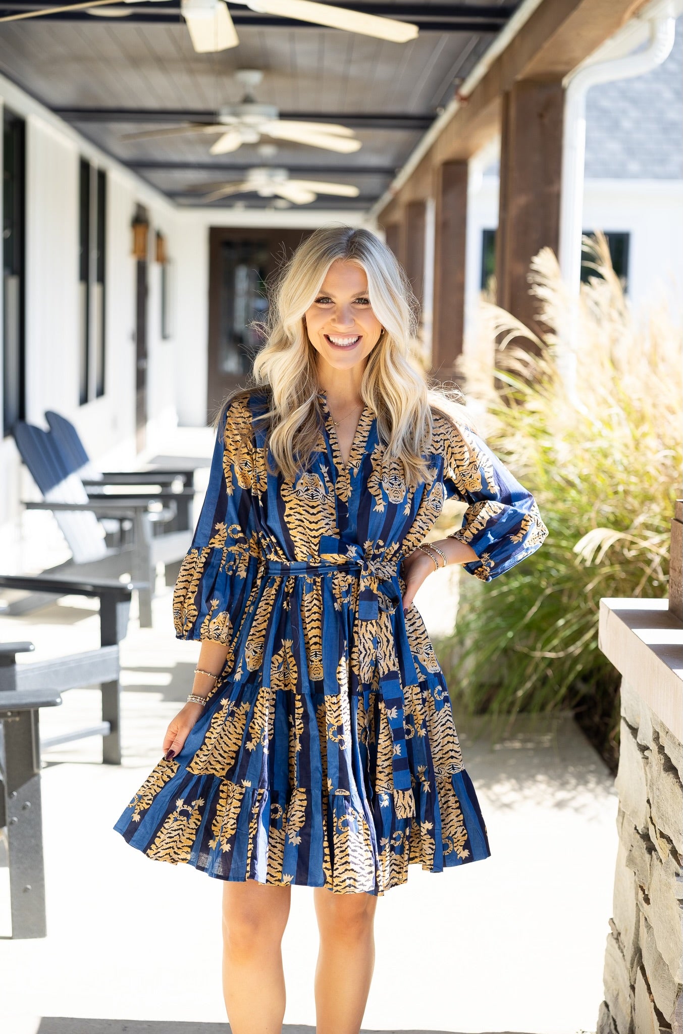 Navy Tiger Mini Dress