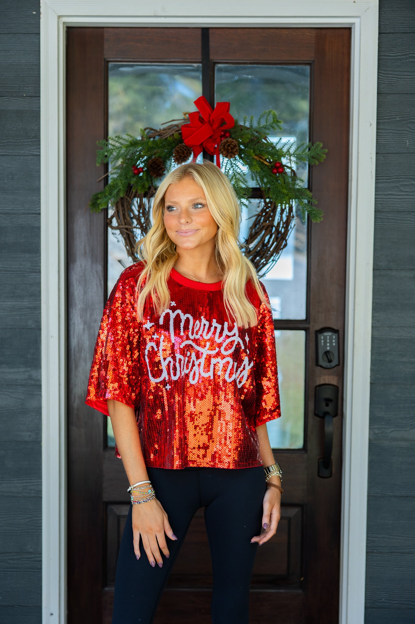 Sequin Merry Christmas Top