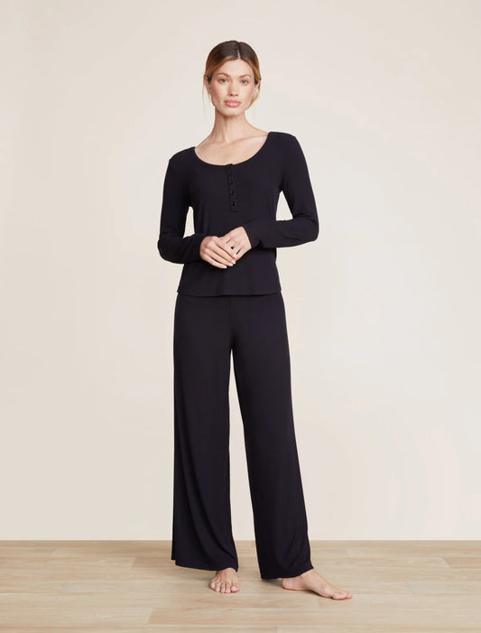 Malibu Collection Ultra-Soft Rib Wide Leg Pant | Black