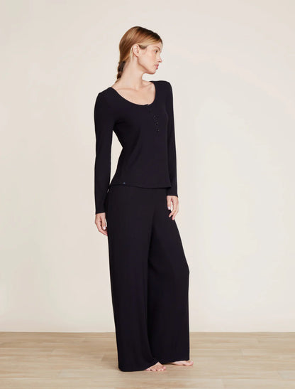 Malibu Collection Ultra-Soft Rib Wide Leg Pant | Black