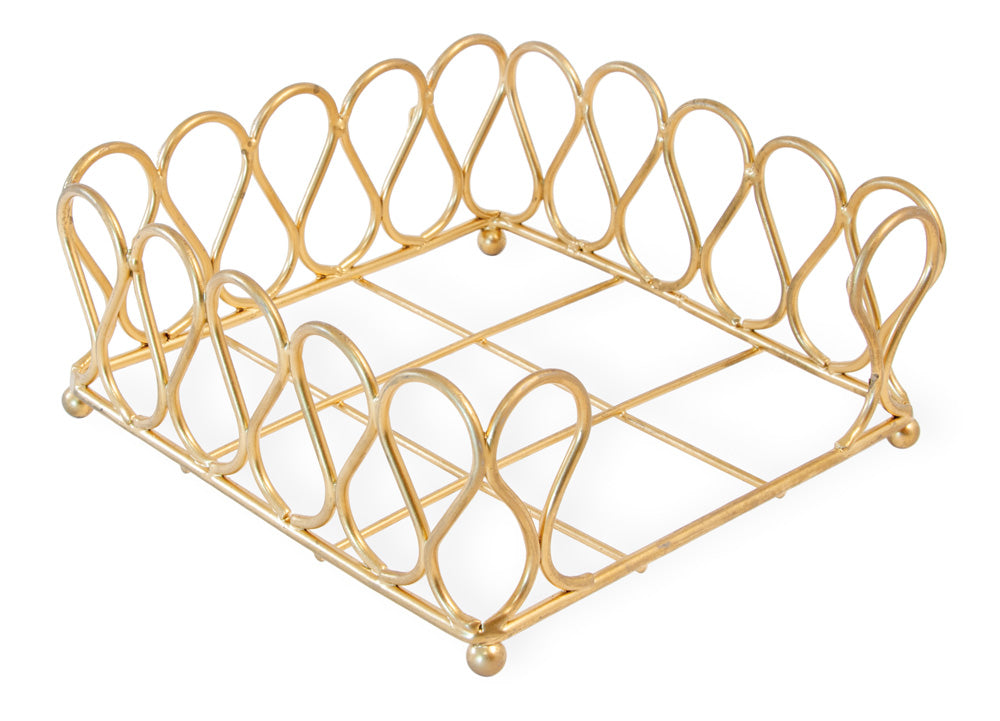 Cocktail Towel Metal Ribbon Caddy Gold