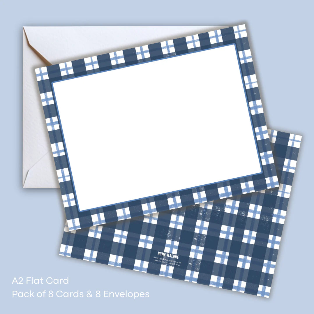 Blue Plaid Notecard Set