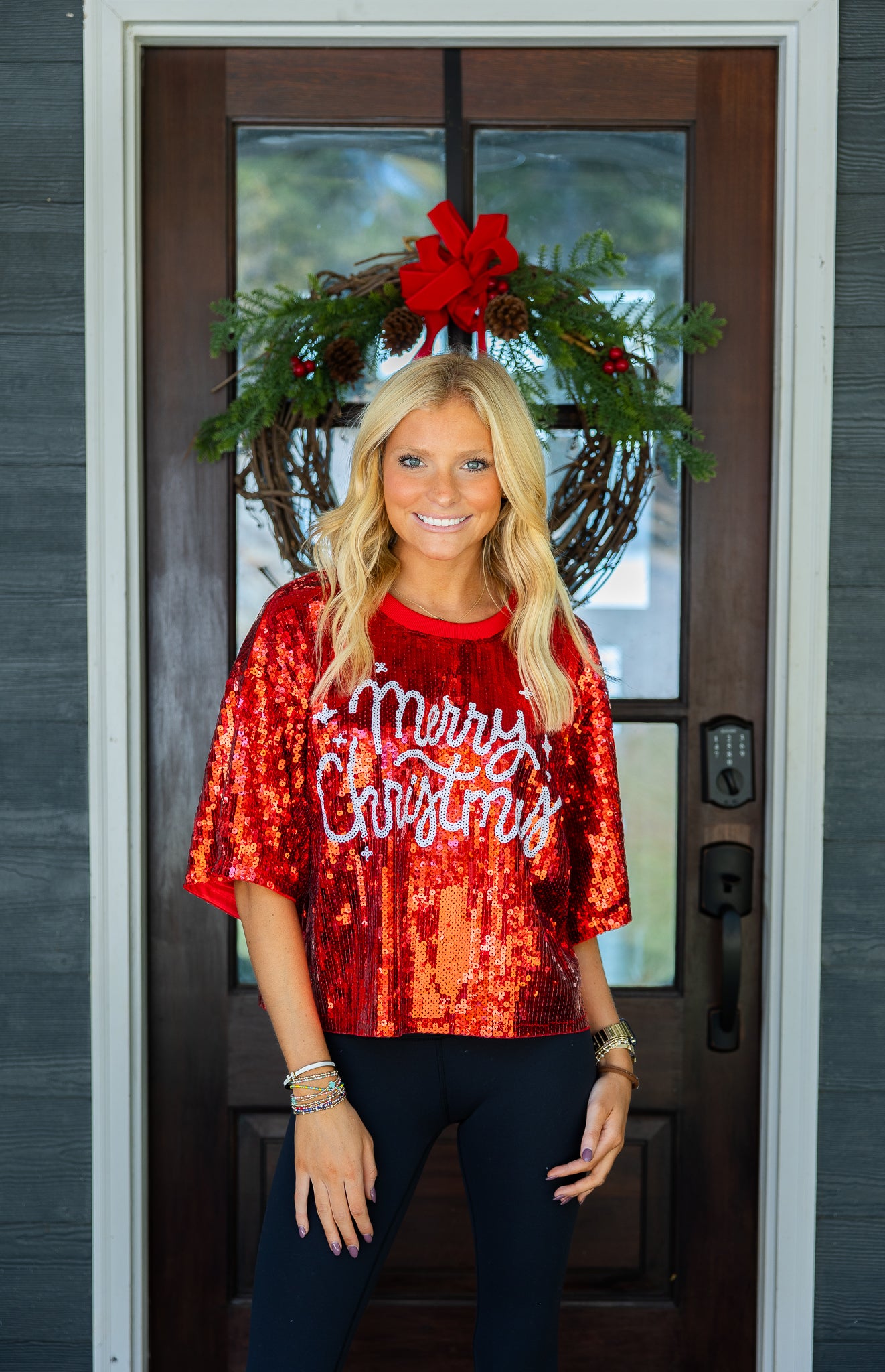 Sequin Merry Christmas Top