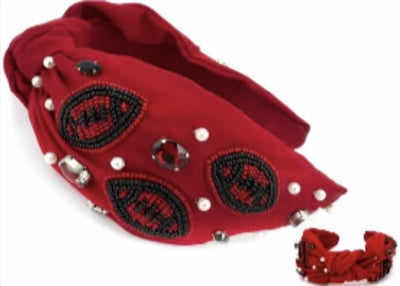 Football Headband | Red + Black