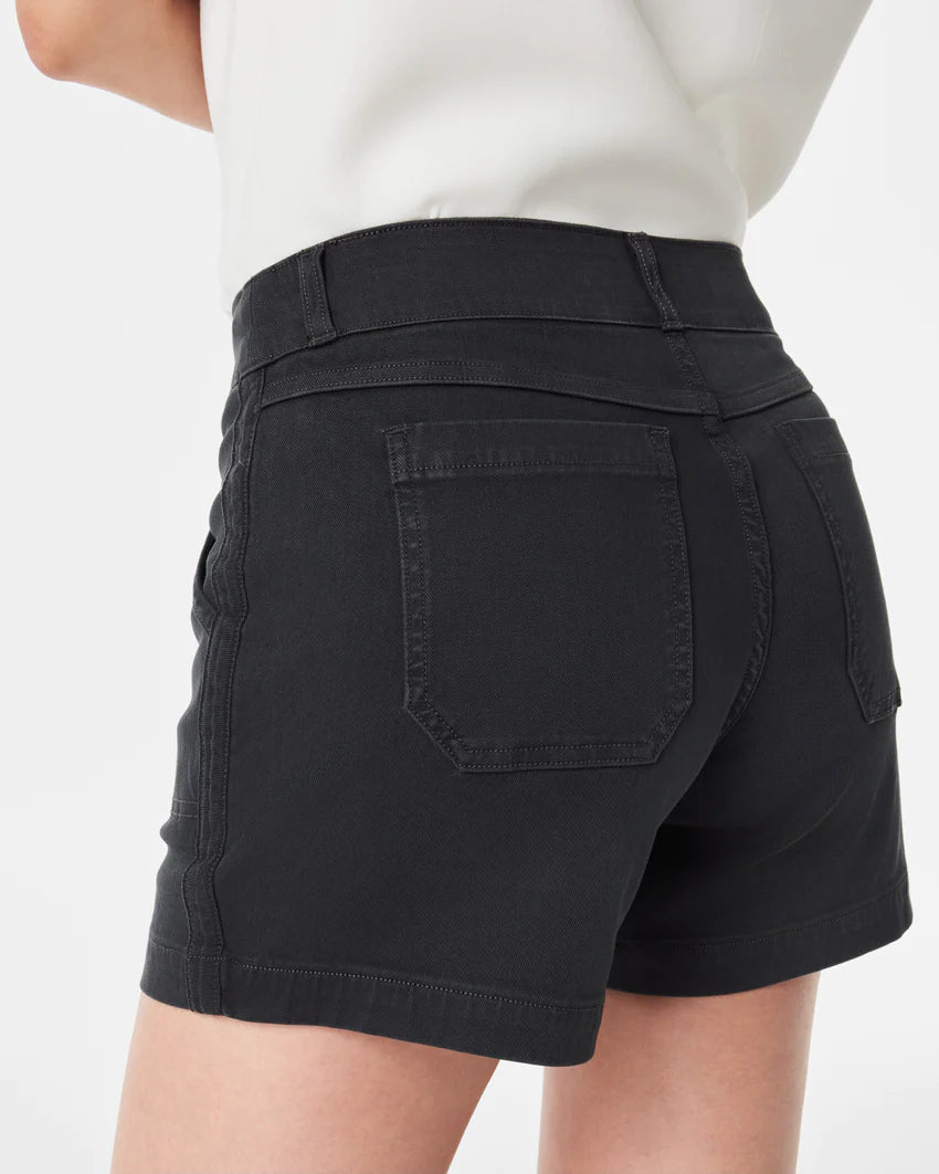 Spanx Twill Shorts 4" | Washed Black