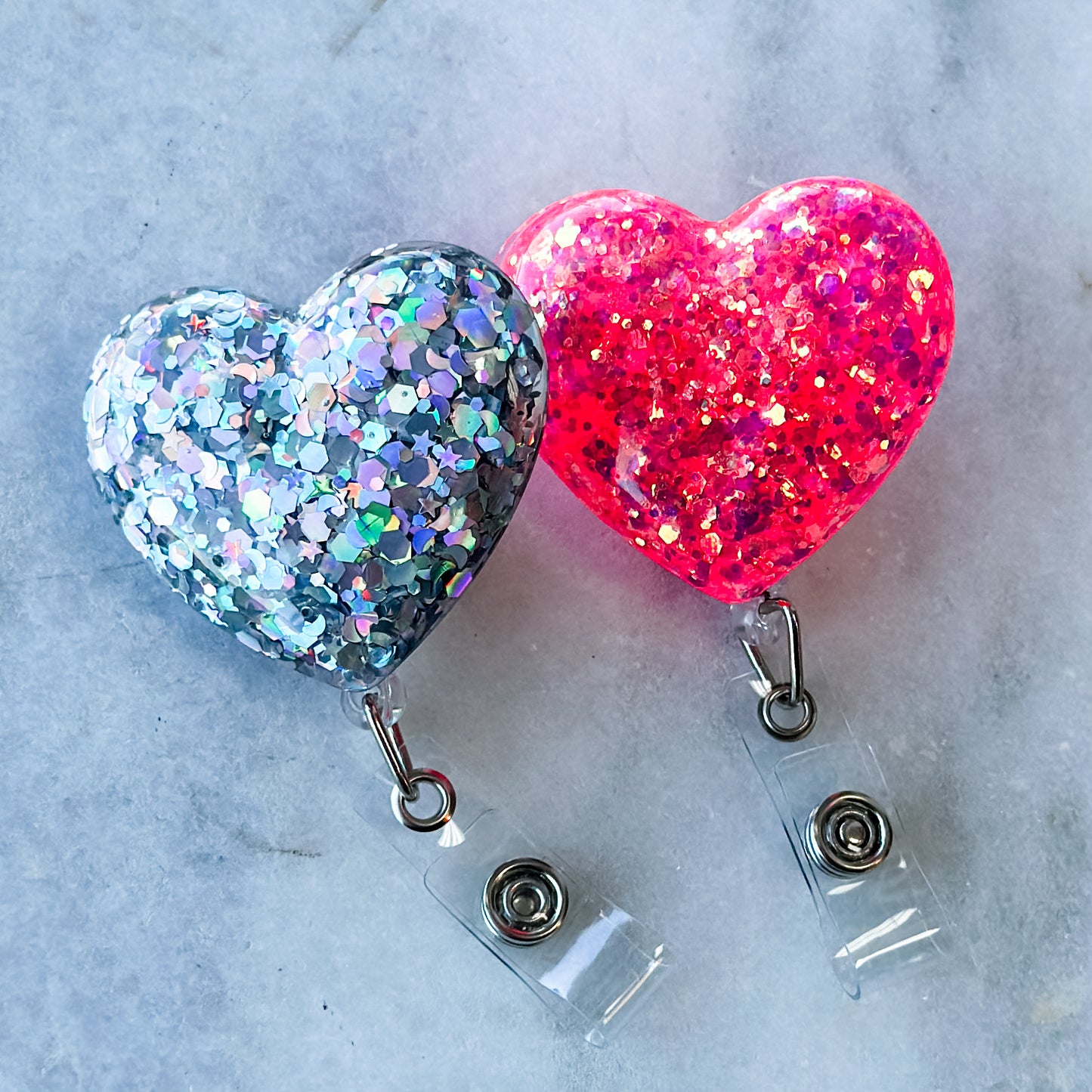 Glitter Heart Badge Reel