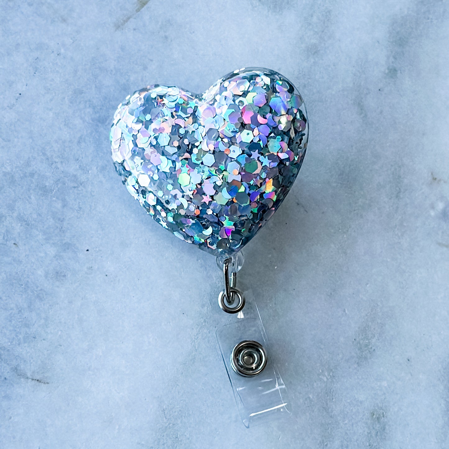 Glitter Heart Badge Reel