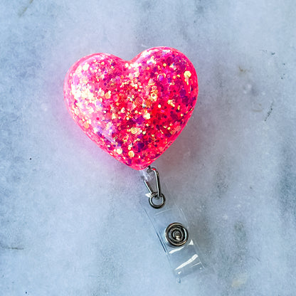 Glitter Heart Badge Reel