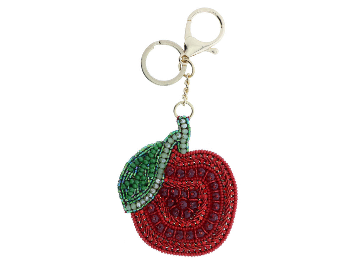 Apple Beaded Keychain