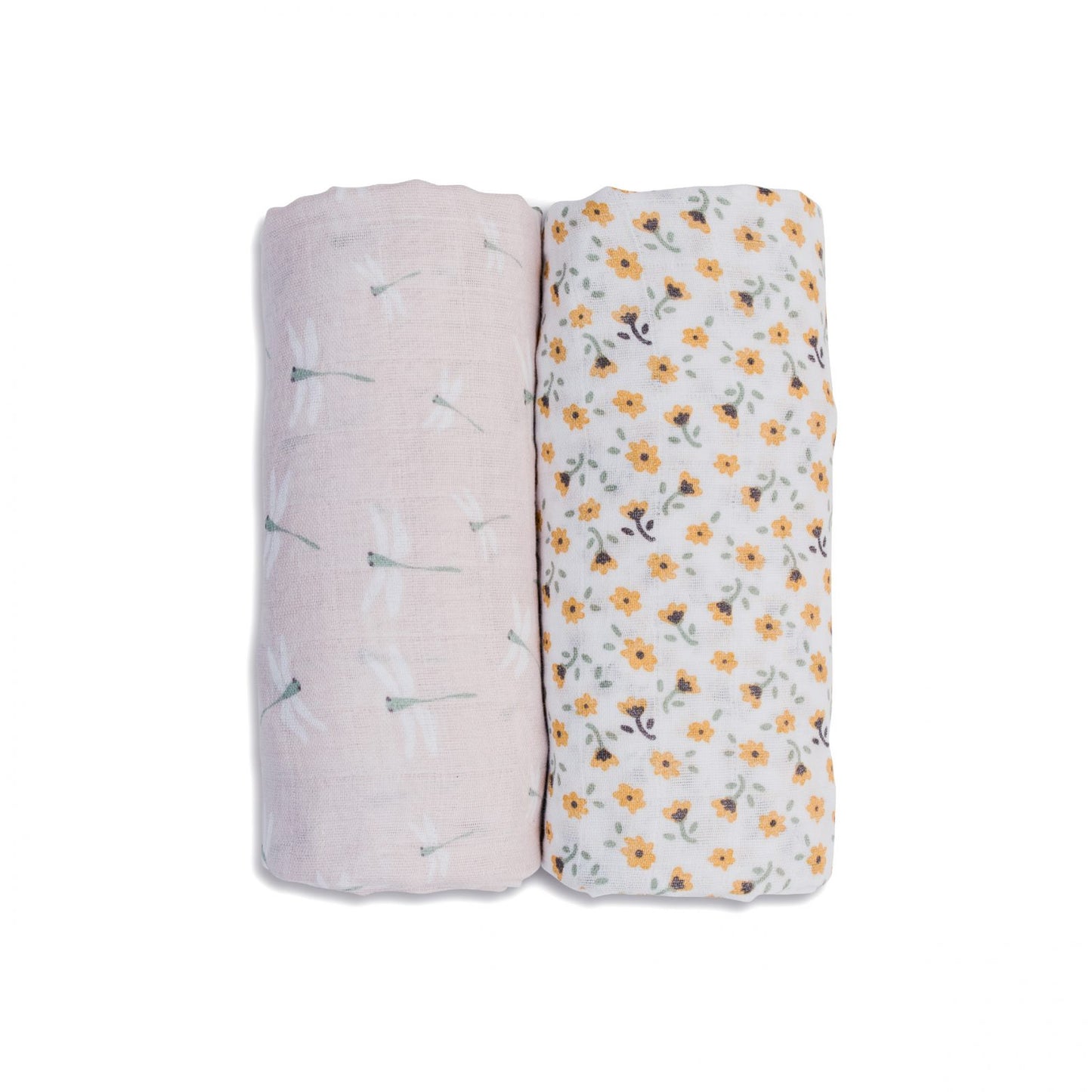 Lulujo Cotton Swaddle | Floral & Dragonfly