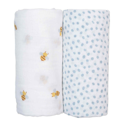 Lulujo Cotton Swaddle | Bees & Dots