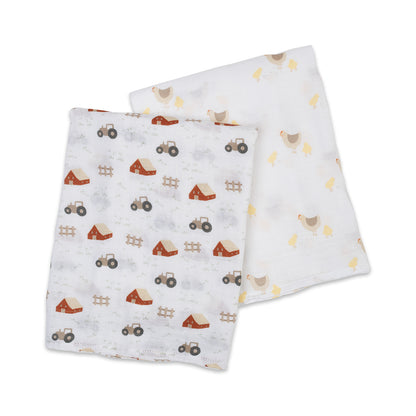 Lulujo Cotton Swaddle | Barnyard & Rooster