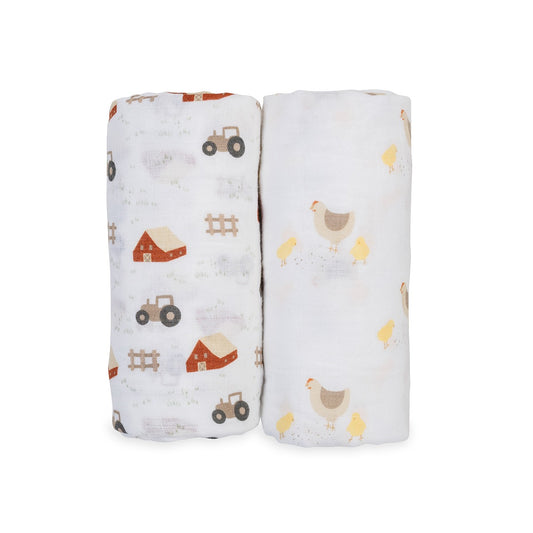 Lulujo Cotton Swaddle | Barnyard & Rooster