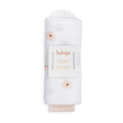 Lulujo Cotton Swaddle | Daisies