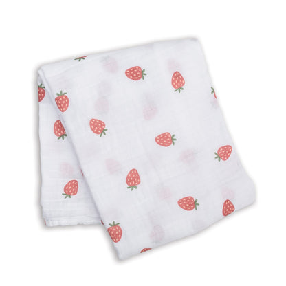 Lulujo Cotton Swaddle | Strawberries