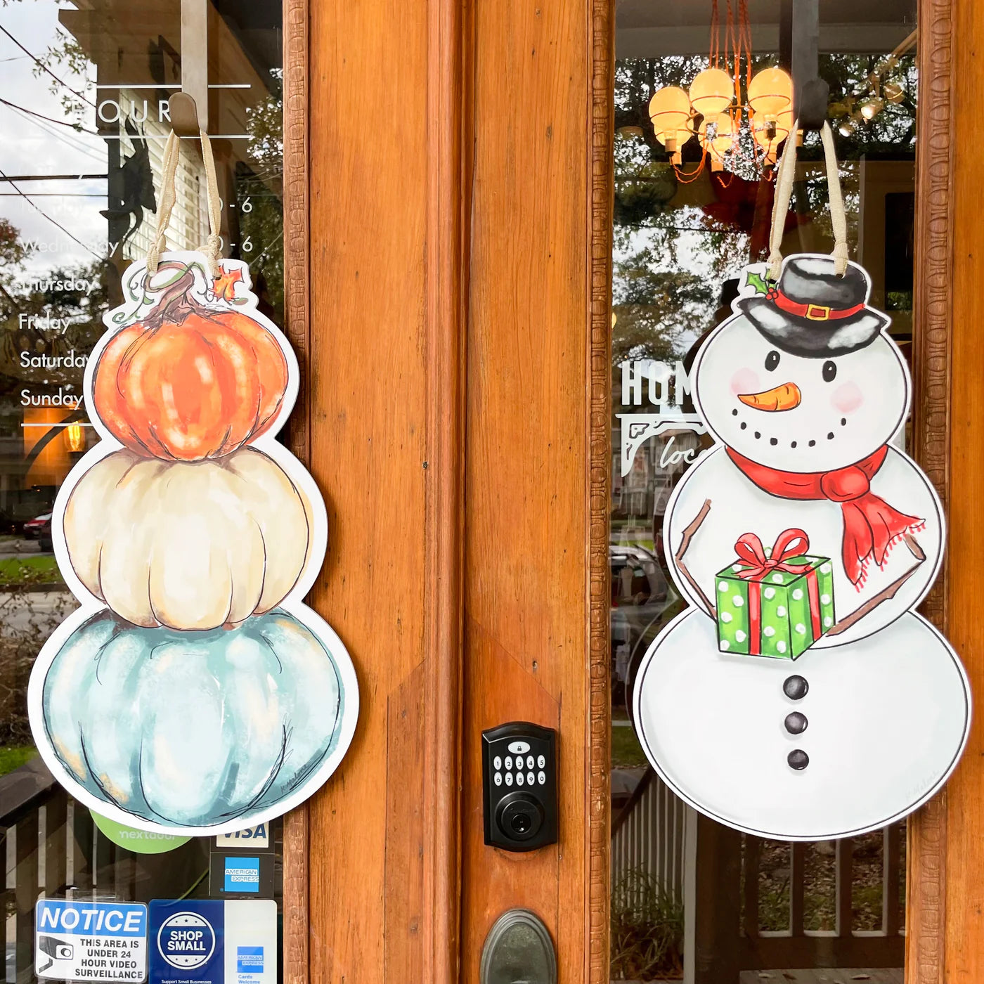 Pumpkin + Snowman | Double Sided Door Hanger