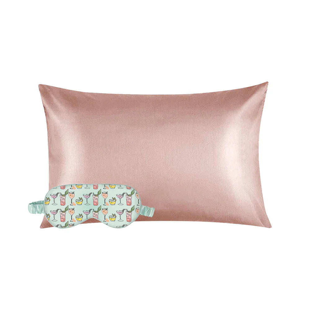 Cocktails Eye Mask & Blush Pillow Case Set