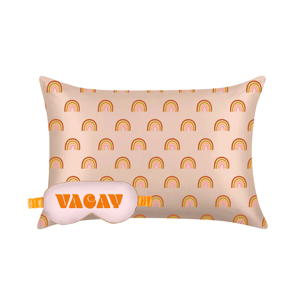 Vacay Eye Mask & Rainbow Pillow Case Set