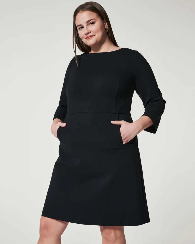 The Perfect A-line 3/4 Sleeve Dress | Black