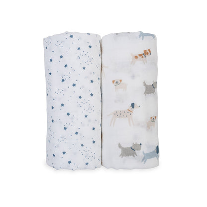 Lulujo Cotton Swaddle | Puppy Dogs & Stars