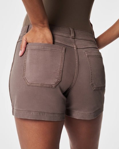 Spanx Twill Shorts 4" | Smoke