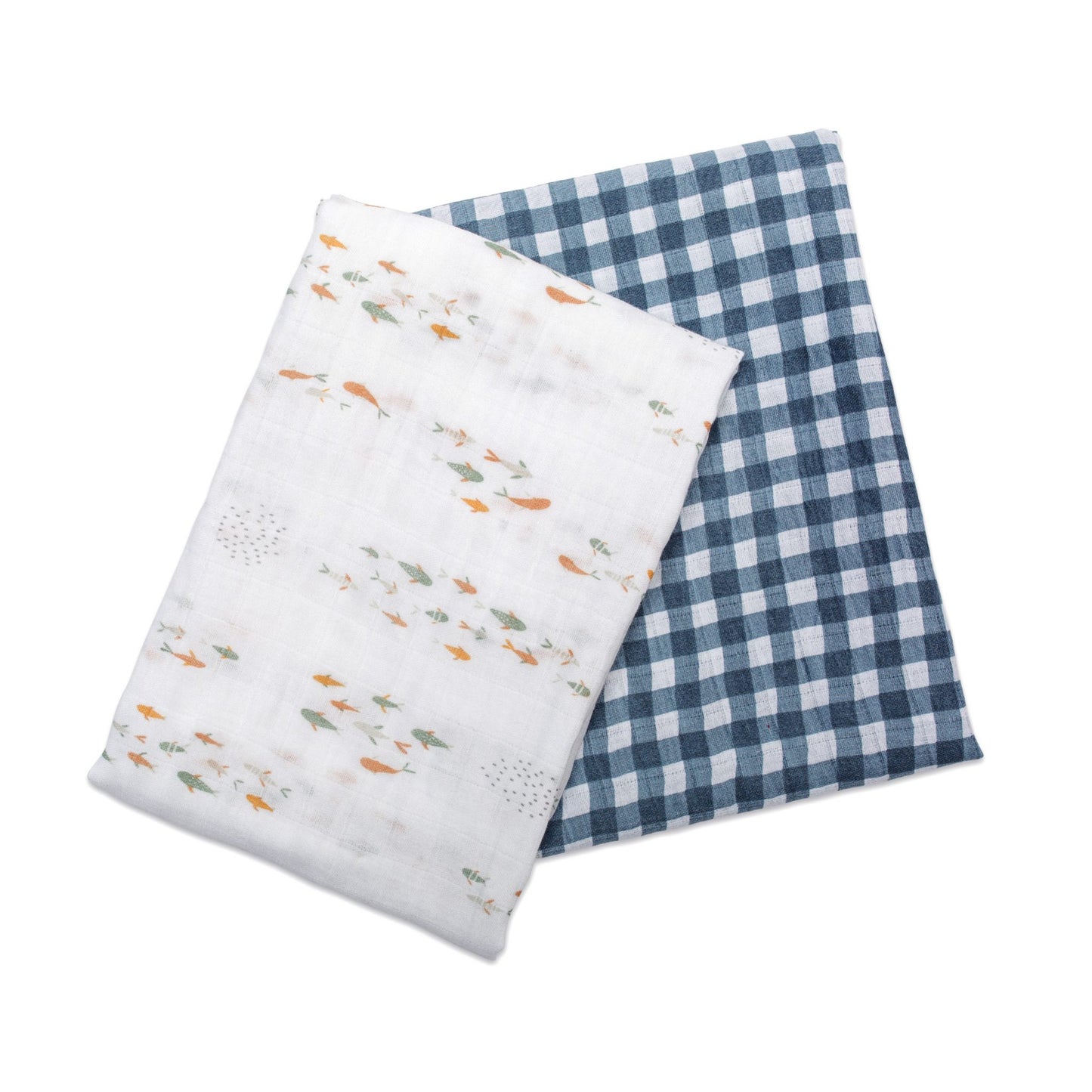 Lulujo Cotton Swaddle | Fish & Navy Gingham