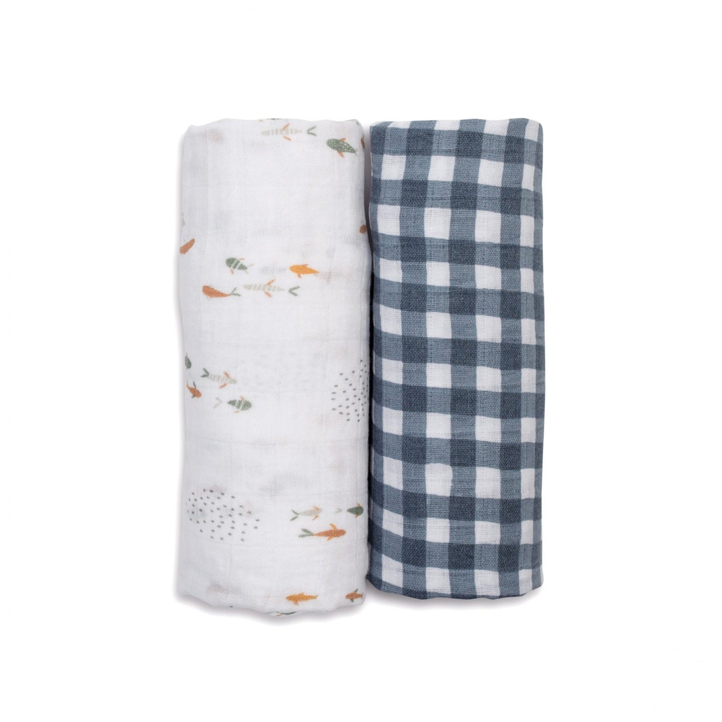 Lulujo Cotton Swaddle | Fish & Navy Gingham