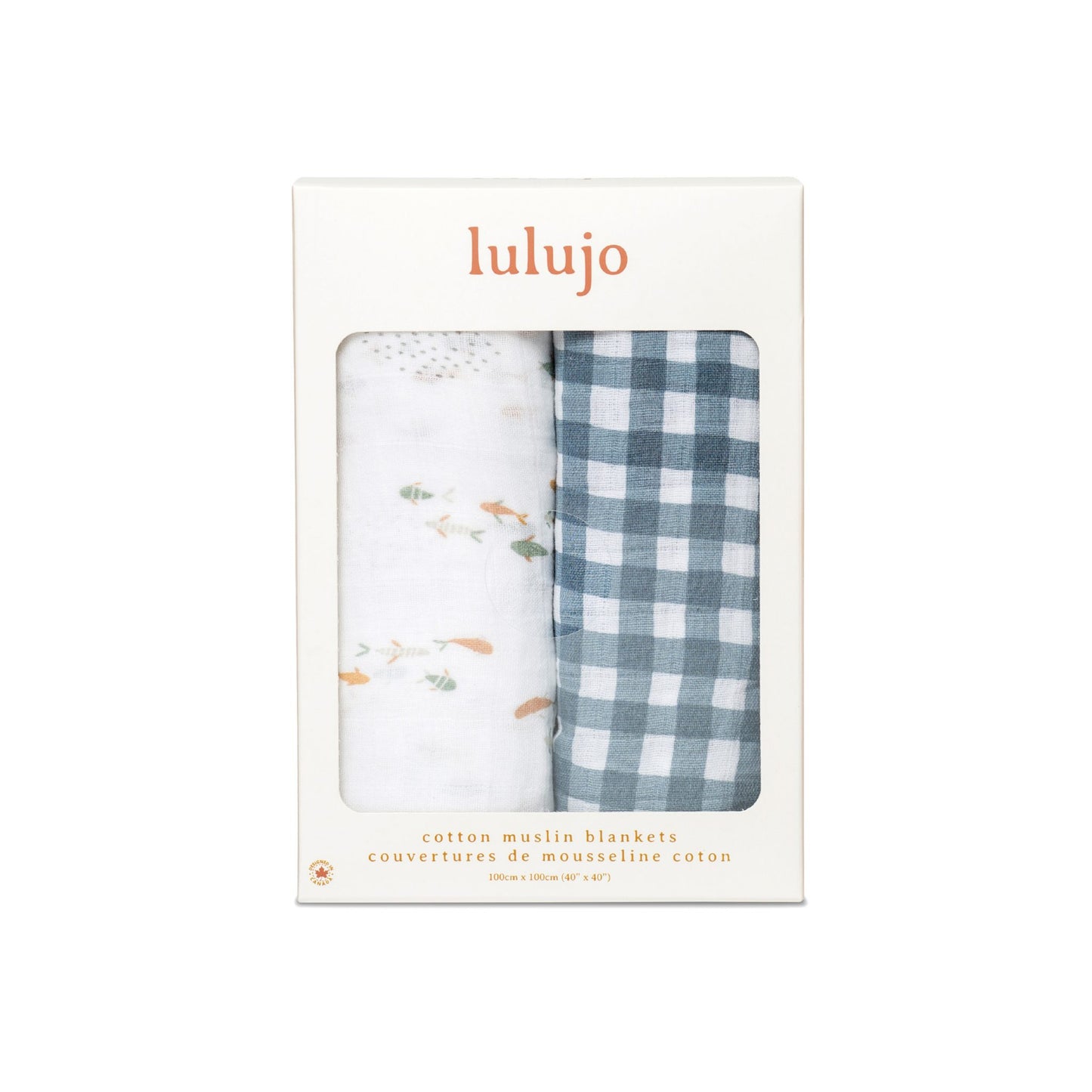 Lulujo Cotton Swaddle | Fish & Navy Gingham