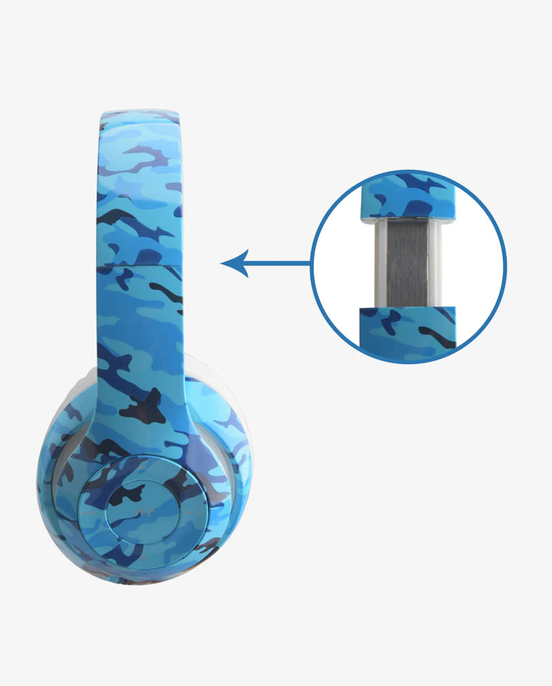 Blue Camo Bluetooth Headphones