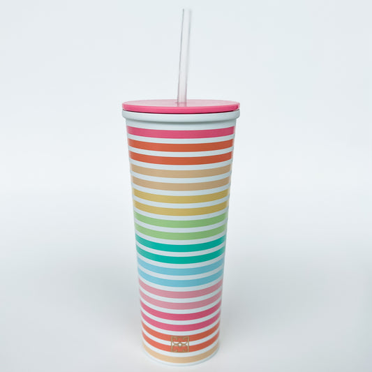 Stainless Straw Tumbler | Sunset Stripe