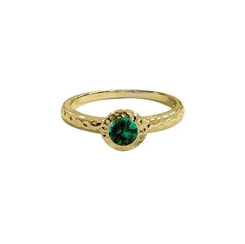 Hammered Birthstone Ring