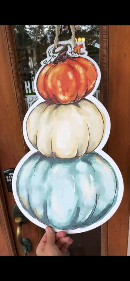 Pumpkin + Snowman | Double Sided Door Hanger