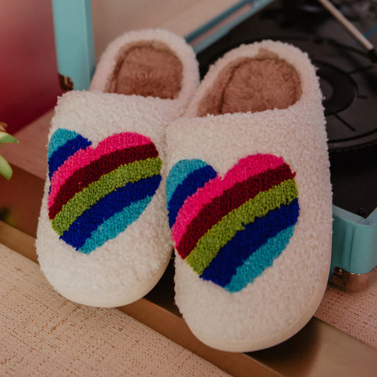 Rainbow Heart Slippers