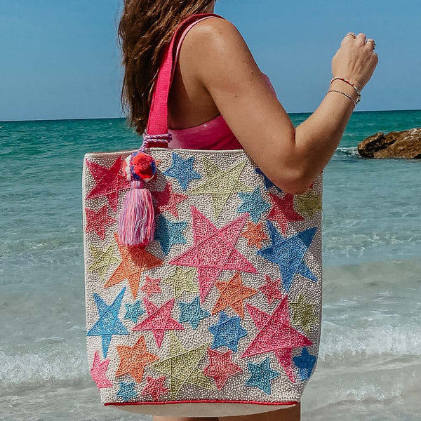 Star Beaded Tote Bag