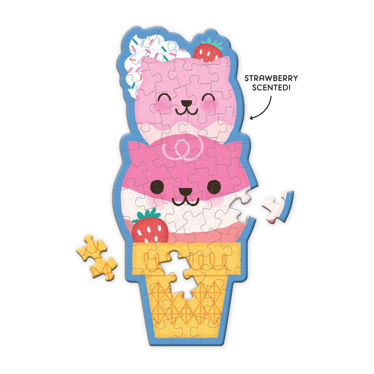 Strawberry Cat Cone Mini Puzzle