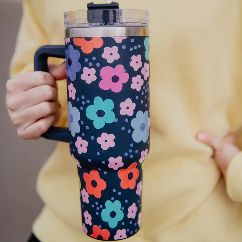 Navy Daisy Tumbler